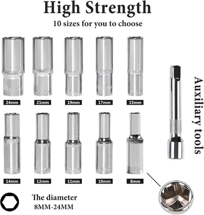 12-Piece Metric Ratchet Set (8–24mm)